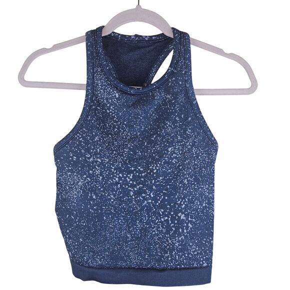lululemon athletica Tops - Lululemon Ebb to Street Racerback Crop Tank Top Distorted Noise Mineral Blue 4
